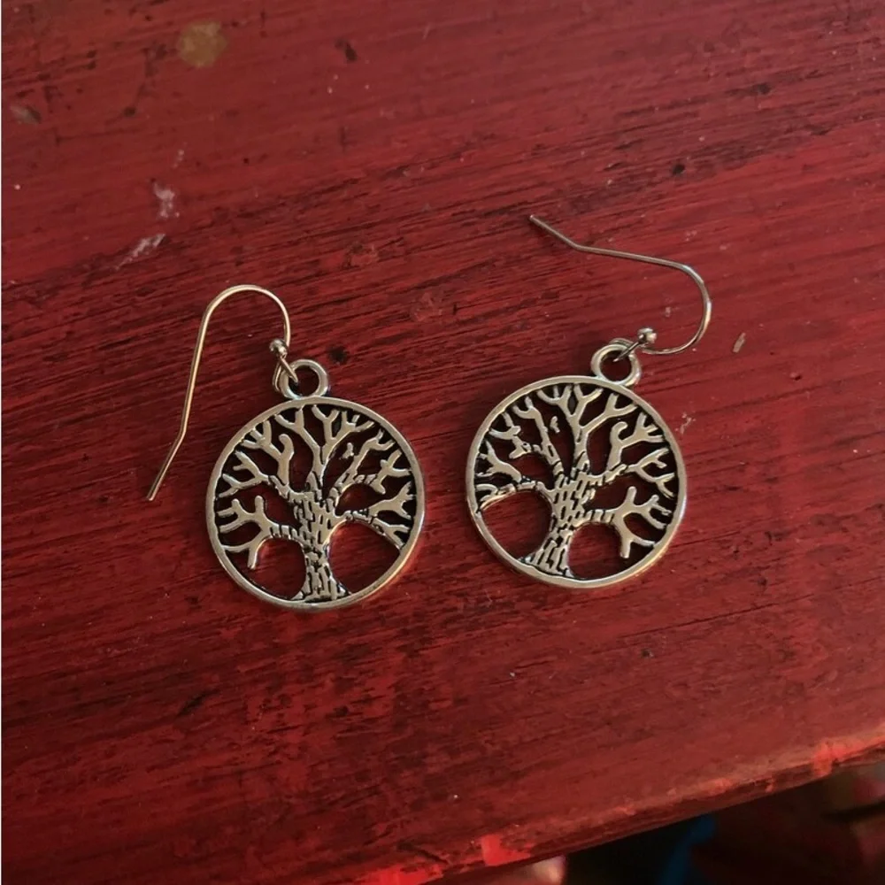 New Woman’s 925 Sterling Silver Tree Of Life Boho Handmade Drop Dangle Earrings - Picture 9 of 16